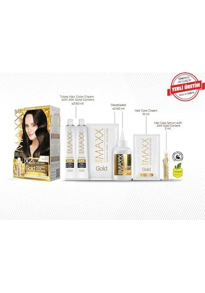 Serisi 24k Altın Parçacıklı Serum İle 1 Kutu 2 X 50 Ml Ve Geliştiriciler Saç Boyası Koyu Kahve 3.0