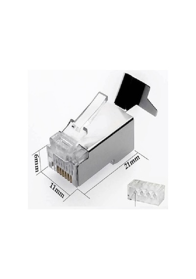 Speeduf Cat7 Metal Konnektör Rj45 Cat7 Jack + Kablo Ayraç 5li Paket