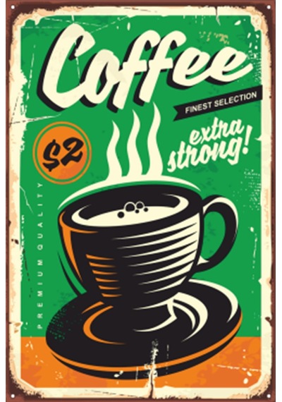 Coffee Kahve temalı retro ahşap poster