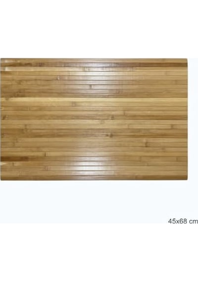 Bambu Banyo Matı, Kaydırmaz Tpe Tabanlı, Suya Dayanıklı, Rulo Yapılabilir, 45x68 Cm, Banyo Ve Mutfak İçin 000 Açık Krem