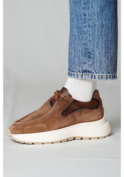 Shoetyle - Vizon Hakiki Süet Bağcıklı Erkek Günlük Ayakkabı 115-k525-1323 Vizon