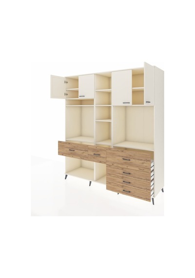 Kronos Dolap 11 Raflı 6 Çekmeceli 4 Kapaklı 220x59x243 Aytaşı-aytaşı/çam Aytası/atlas Çam - Aytası