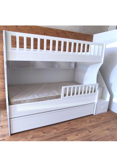 Midas Mdf Panjur Model Lake Boyalı Yavrulu 3 Lü Ranza Beyaz Monta