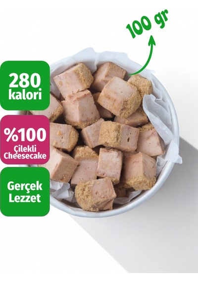 Freeze Dried Çilekli Cheesecake Kurutulmuş Çıtır Cheesecake Küpleri, Tatlı Küpleri Atıştırmalık - 100 Gr