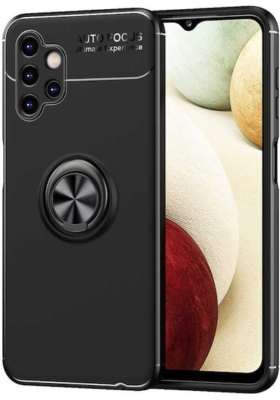 Kilifone - Galaxy A13 4g Uyumlu Kılıf Koruyucu Yüzüklü Karbon Ravel Silikon Kapak - Siyah - T20828