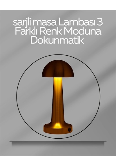 Hubrendy Tekno Usb Şarjlı Dokunmatik Led Masa Lambası 3 Renk Modu & Dimmer AÇIK GRİ KAHVE KARIŞIMI
