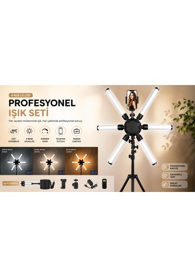 Mega Yıldız Led Stüdyo Çekim Işığı 120w Ürün Konsept Makyaj Youtube Fotoğraf Video Işığı 210 Cm Tripod Ayak
