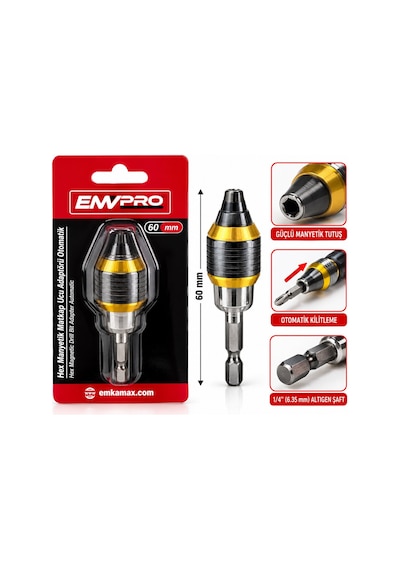 Emvpro Emv-5668 Manyetik Matkap Ucu Adaptörü Otomatik 60 Mm