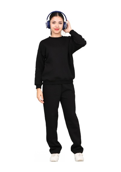 Erdem Kıds Unisex Kız-erkek Çocuk 3 İplik Şardonlu Pamuklu Basic Bisiklet Yaka Okul Eşofman Takımı Siyah Siyah Erdem Kıds Unisex Kız-erkek Çocuk 3 İplik Şardonlu Pamuklu Basic Bisiklet Yaka Okul Eşofman Takımı Siyah Siyah