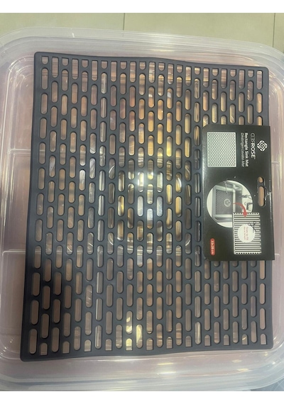 Dikdörtgen Lavabo Matı 33x28 Cm Kaymaz Esnek Koruyucu Mat Plastik Siyah Diğer