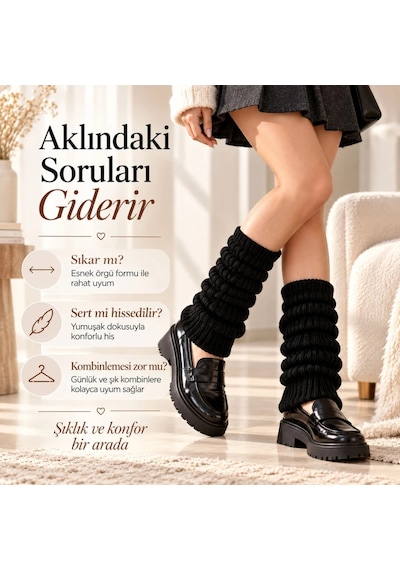 Genel Kadın Siyah Fitilli Örgü Tozluk 3'lü Seti %97 Pamuk %3 Polyester Büzgü Siyah / Standart / 3 Adet