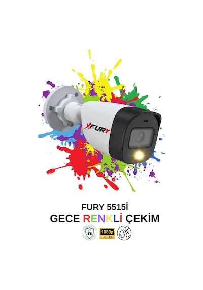 Fury 6 Lı Ip Güvenlik Kamera Seti Sesli 4mp Gece Renkli Su Geçirmez 5515s 1tb