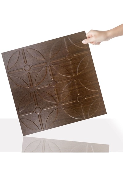 3 Boyutlu Duvar Paneli Kabartmalı Geometrik Yuvarlak Desen Pvc 41x41 Cm/ 6 Adet /1 M² Teak