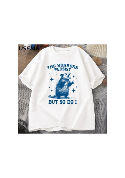 Tarzsokak Korku Kalıcı Ama Bu Yüzden Yapıyorum Erkekler Kadınlar İçin T Shirt Retro Opossum Tshirt Komi 2916 Beyaz
