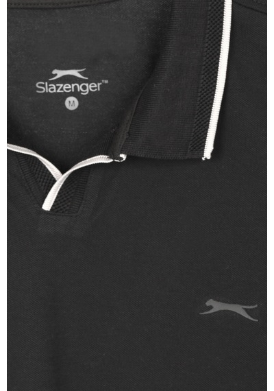Slazenger Zıther Erkek Polo Yaka Siyah Tişört