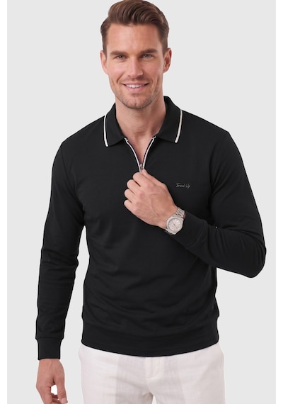 Deepsea Erkek Slim Fit Tüylenmeyen Fermuarlı Polo Yaka Siyah Sweatshirt Yumuşak Dokulu Sweat 2708517 Deepsea Erkek Slim Fit Tüylenmeyen Fermuarlı Polo Yaka Siyah Sweatshirt Yumuşak Dokulu Sweat 2708517