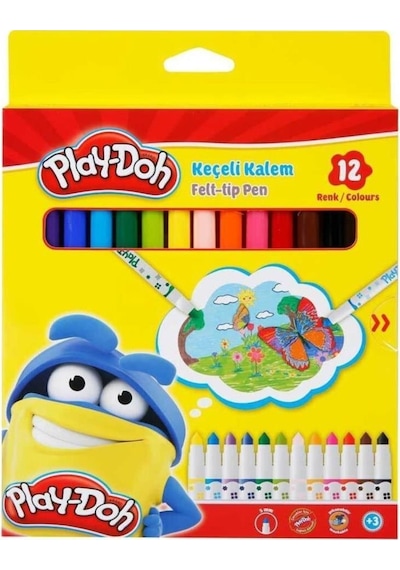Play-Doh Keçeli Kalem Karton Kutu 5 Mm 12 Renk Ke007