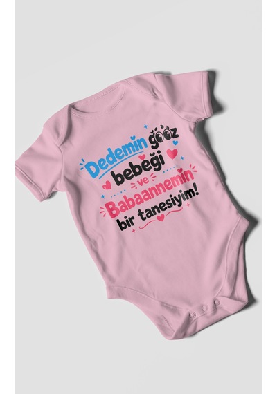 Morivokids Dedeye Ve Babaanneye Özel Kısa Kollu Bebek Body %100 Pamuk Zbn151-kk Koyu Pembe