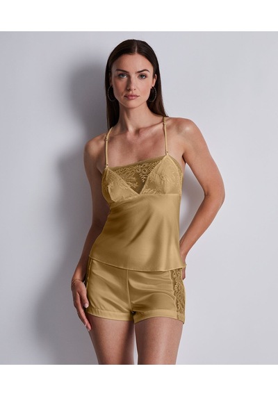 Aubade Midnight Whisper Shorty Dantelli Stretch Ipek Şort Külot Bronz
