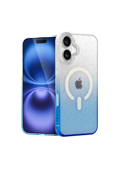 Apple Uyumlu - iPhone 16 Plus Pummel Shiny Magsafe Kapak - Mavi