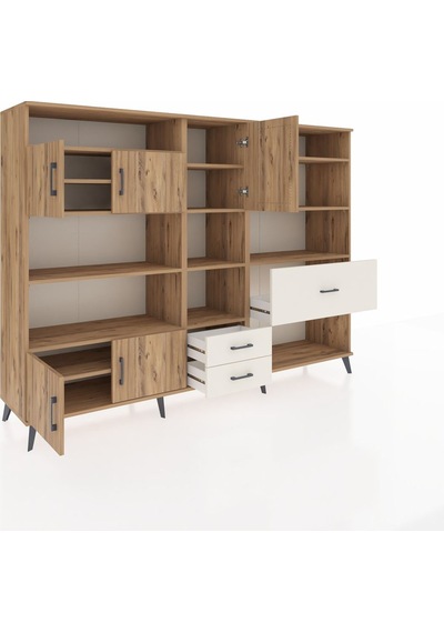 Hyperion Dolap 13 Raflı 3 Çekmeceli 5 Kapaklı 220x44x163 Çam-çam/ Çam-çam/aytaşı