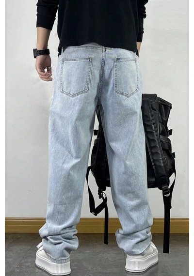 Cool Tarz Erkek Mavi Rahat Kesim Baggy Pantolon Mavi Mavi