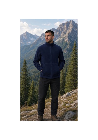 Givoria Erkek Kışlık Fermuarlı Cepli Polar Hırka Outdoor Lacivert Lacivert