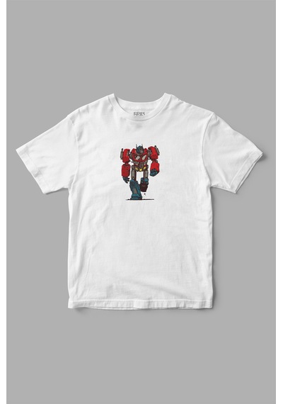 "optimus Prime" Transformers Baskılı Tişört Beyaz