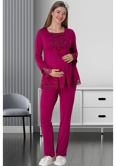 Mecit Pijama Mecit 1820 Fuşya Lohusa Pijama Takımı