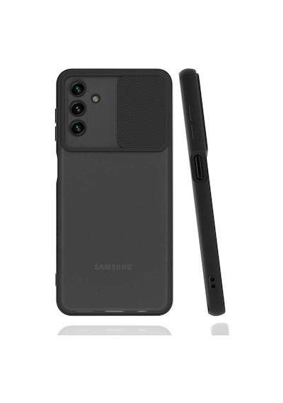 Noktaks Samsung Uyumlu Galaxy A13 5g Kılıf Slayt Sürgülü Arkası Buzlu Lensi Kapak Siyah