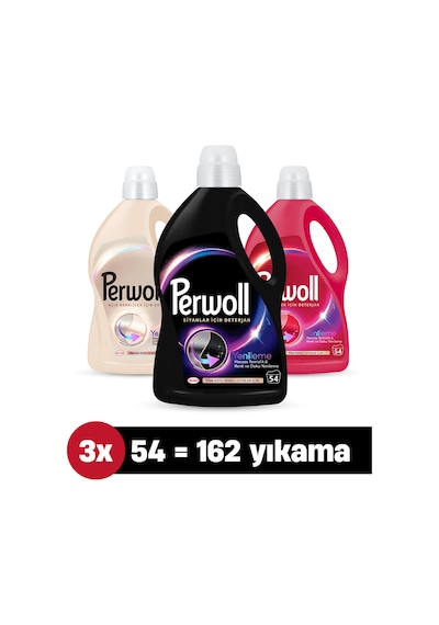 Perwoll Hassas Bakım Sıvı Çamaşır Deterjanı Renkli 2970 ML + Siyah 2970 ML + Beyaz 2700 ML