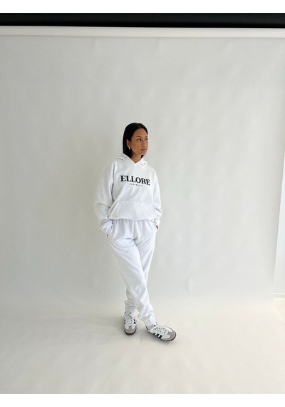 Ellore Australia Eşofman Takımı Sweatshirt Jogger - Beyaz Baskılı Oversize Şardonlu Kapüşonlu Beyaz Ellore Australia Eşofman Takımı Sweatshirt Jogger - Beyaz Baskılı Oversize Şardonlu Kapüşonlu Beyaz