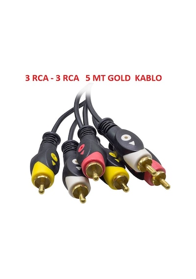5 Metre 3Rca 3 Rca Ses Görüntü Aktarim Kablo Gold 24K