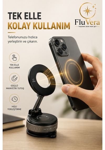 Manyetik Telefon Tutucu 360 Döner Başlık 180 Ayarlanabilir Katlanabilir Masaüstü Telefon Standı Siyah
