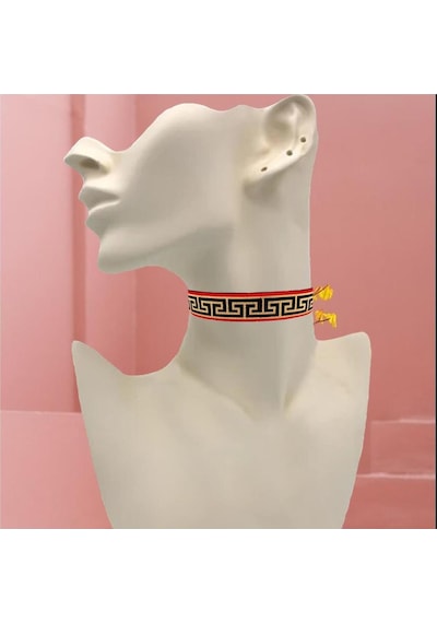 Özel Dokuma Saten & Keten Karışımı Kadın Choker Tasma Kolye Renkli