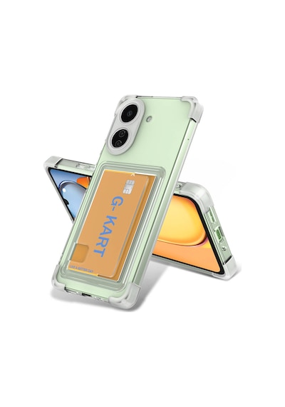 Xiaomi Poco C65 Kılıf Airbag Tasarımlı Şeffaf Kartlıklı Zore G-kart Kapak Renksiz
