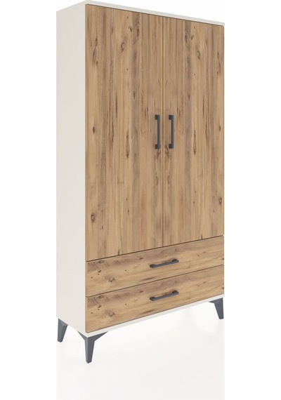 Arges Dolap 2 Raflı 2 Çekmeceli Tek Askılı 88x30x163 Aytaşı-çam Aytaşı