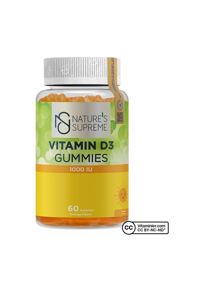 Natures Supreme Vitamin D3 Gummies 60 Çiğnenebilir Form Portakal