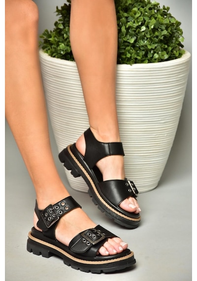 Fox Shoes S996074009 Siyah Kadın Sandalet Siyah