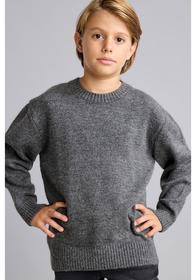 Defacto Oversize Bisiklet Yaka Triko Basic Kazak Erkek Çocuk I3438a826cwar30 Antrasit-ar30