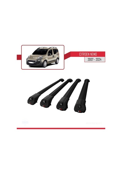 Citroen Nemo 2007 Ve Sonrası İle Uyumlu Ace-1 Ara Atkı Tavan Barı Siyah 4 Adet Bar