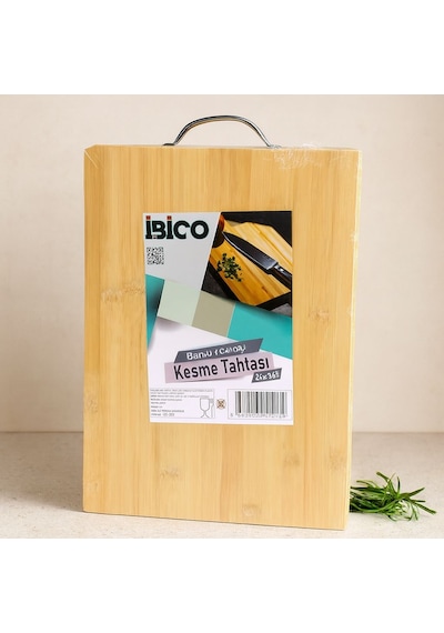 Metal Kulplu Bambu Kesme Tahtası 26x36x1.7 Cm Açık Ceviz