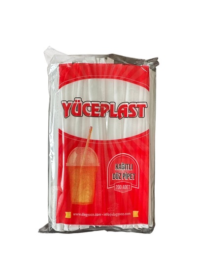 Yüceplast Düz Beyaz Kağıt Sargılı İnce 4 Mm Pipet - 19 Cm. - 600 Adet