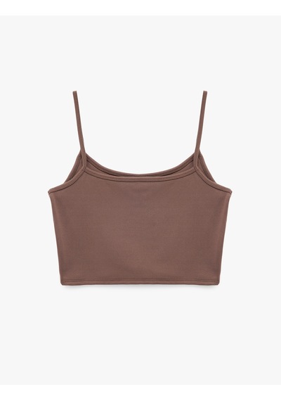 Koton Slim Fit İnce Askılı Crop Spor Bluz Mürdüm 7wak30031nk Mor