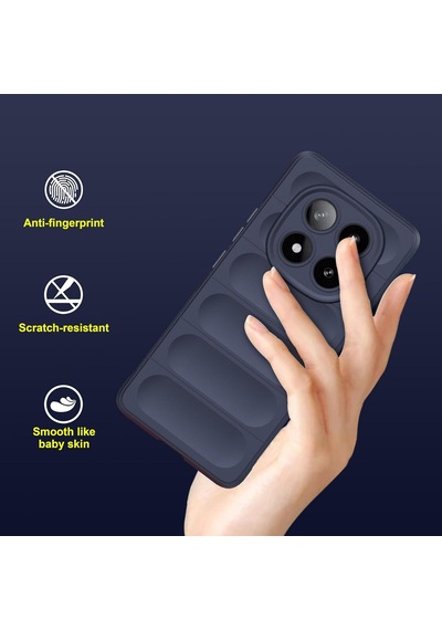 Xiaomi Redmi Note 15 Pro 4g Uyumlu Kılıf Esnek Tpu Oyuklu Arka Yüzey Tasarımlı Silikon Kapak Lacivert