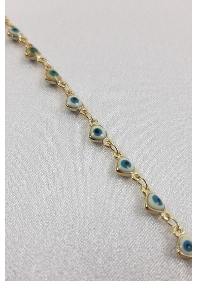 Fdayaksesuar Beyaz Nazar Boncuklu Gold Zincirli Bileklik Frdy92 Çok Renkli