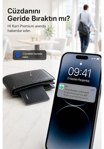 Hi Kart Premium Siyah Dijital Kartvizit Takip Cihazı Apple iOS Uyumlu Suya Dayanıklı 0