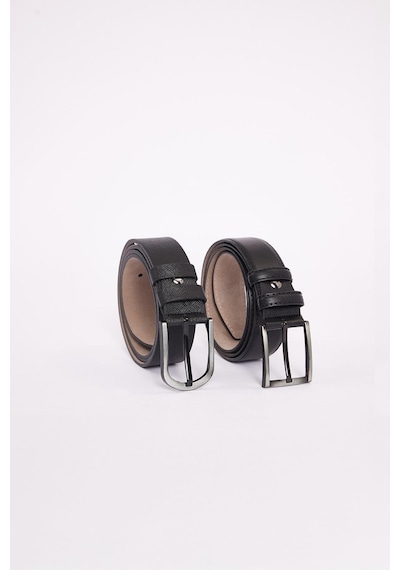 Tudors Erkek 2'li Set 3,5 Cm Klasik Siyah Kemer-34508 Siyah