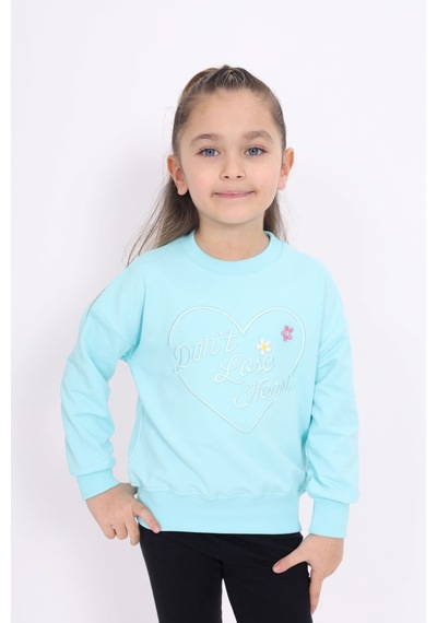 Toontoy Kız Çocuk Relax Fit Bisiklet Yaka Hafif Düşük Omuz Nakış Baskılı Sweatshirt - 2 İplik Su Yeşili Toontoy Kız Çocuk Relax Fit Bisiklet Yaka Hafif Düşük Omuz Nakış Baskılı Sweatshirt - 2 İplik Su Yeşili