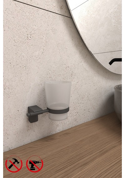 Alper Banyo Siyah Paslanmaz F1 Model Diş Fırçalık Siyah
